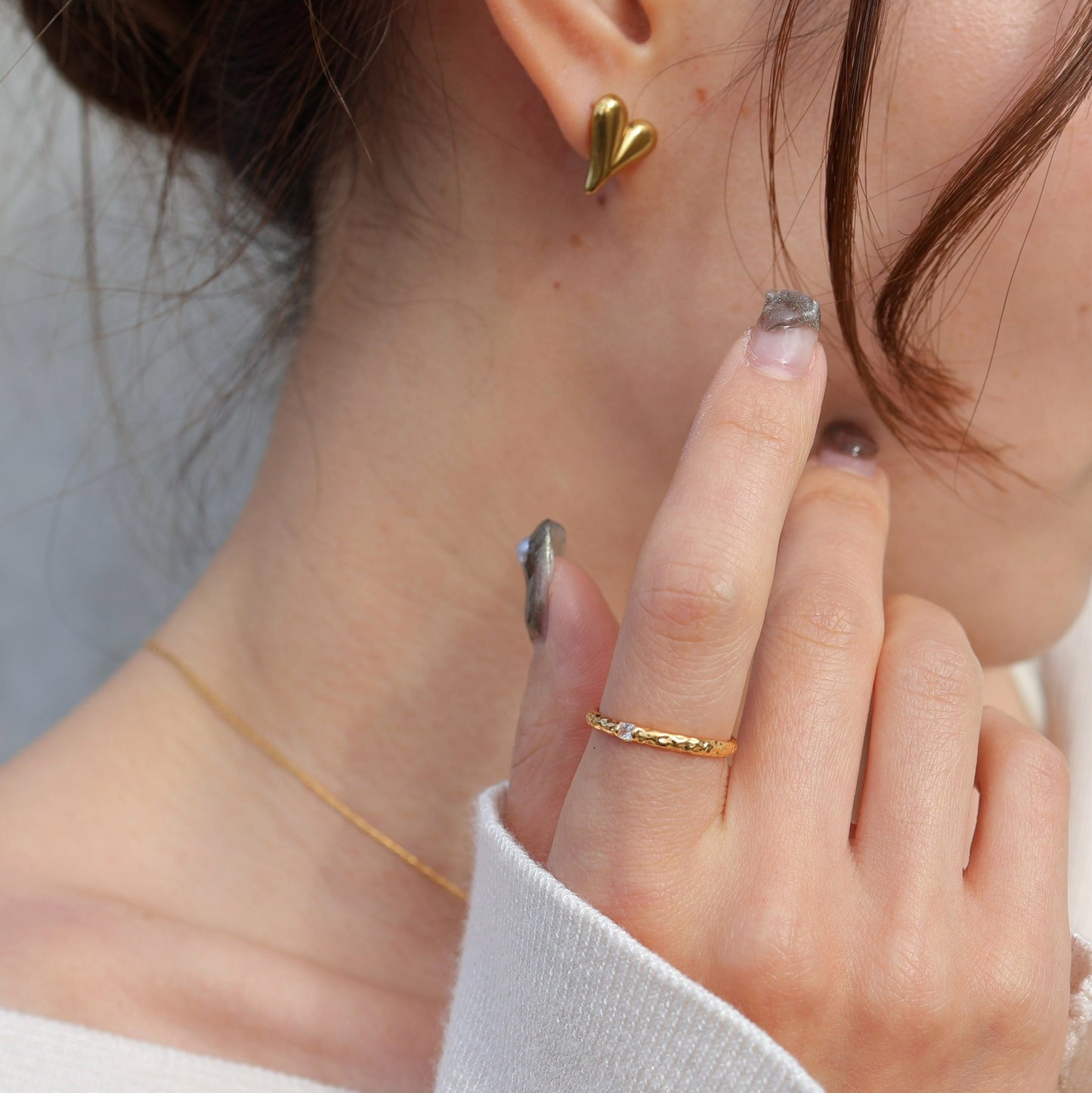 Ball necklace & Heart pierce