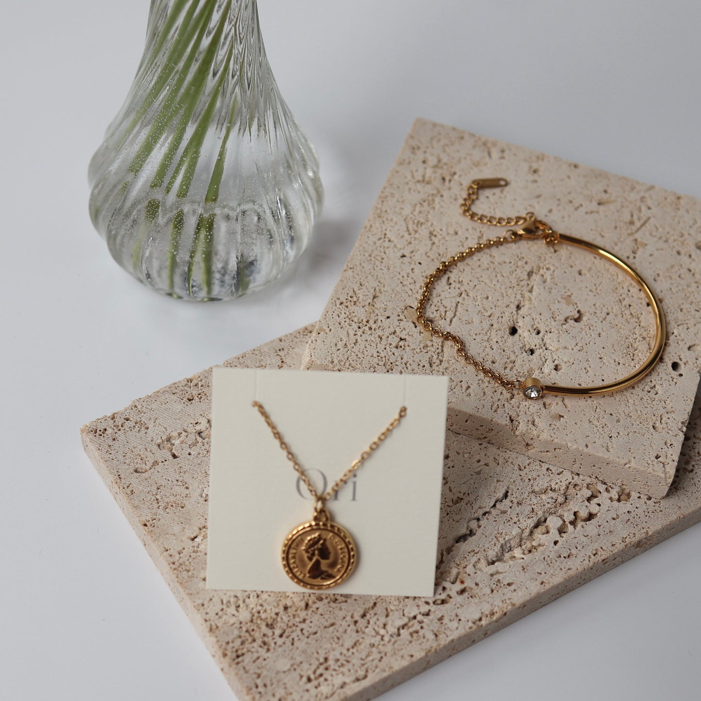 Coin necklace & Half chain brecelet