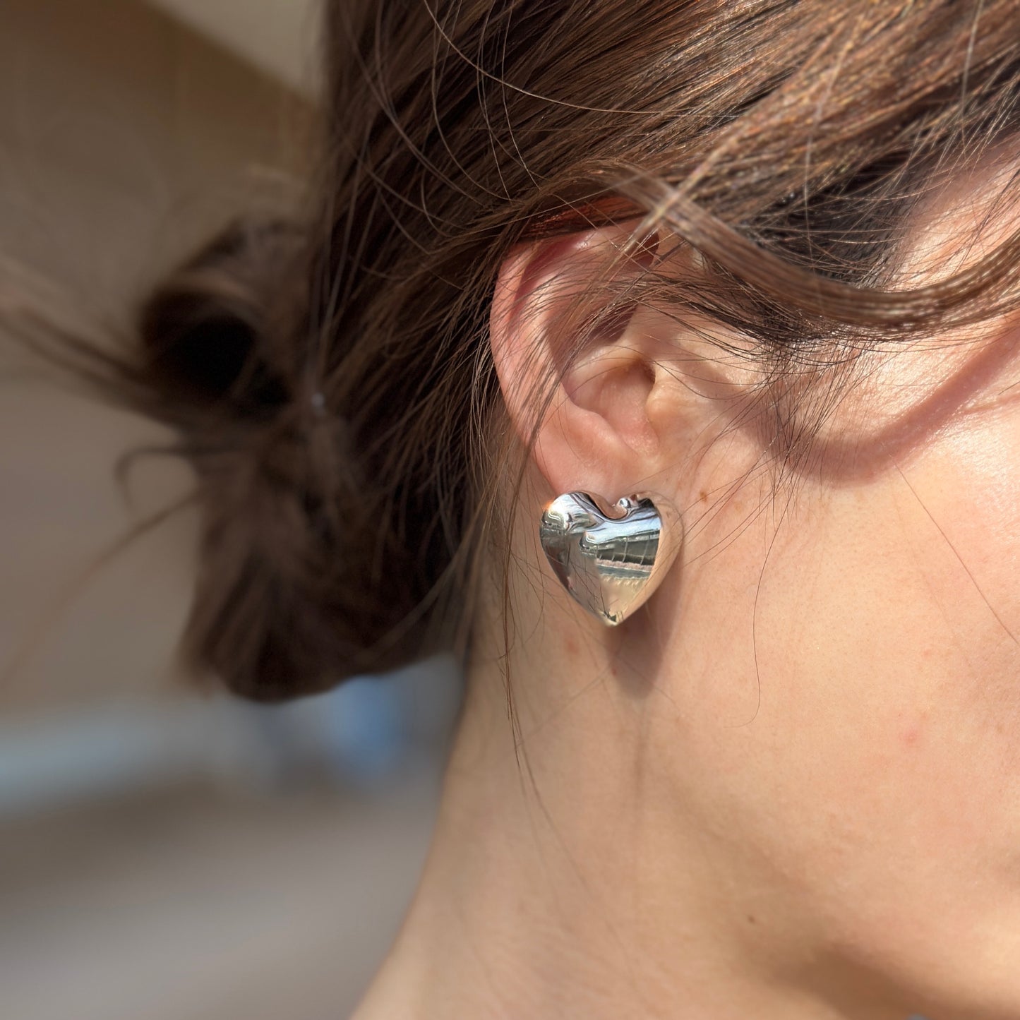 Big heart pierce & earrings