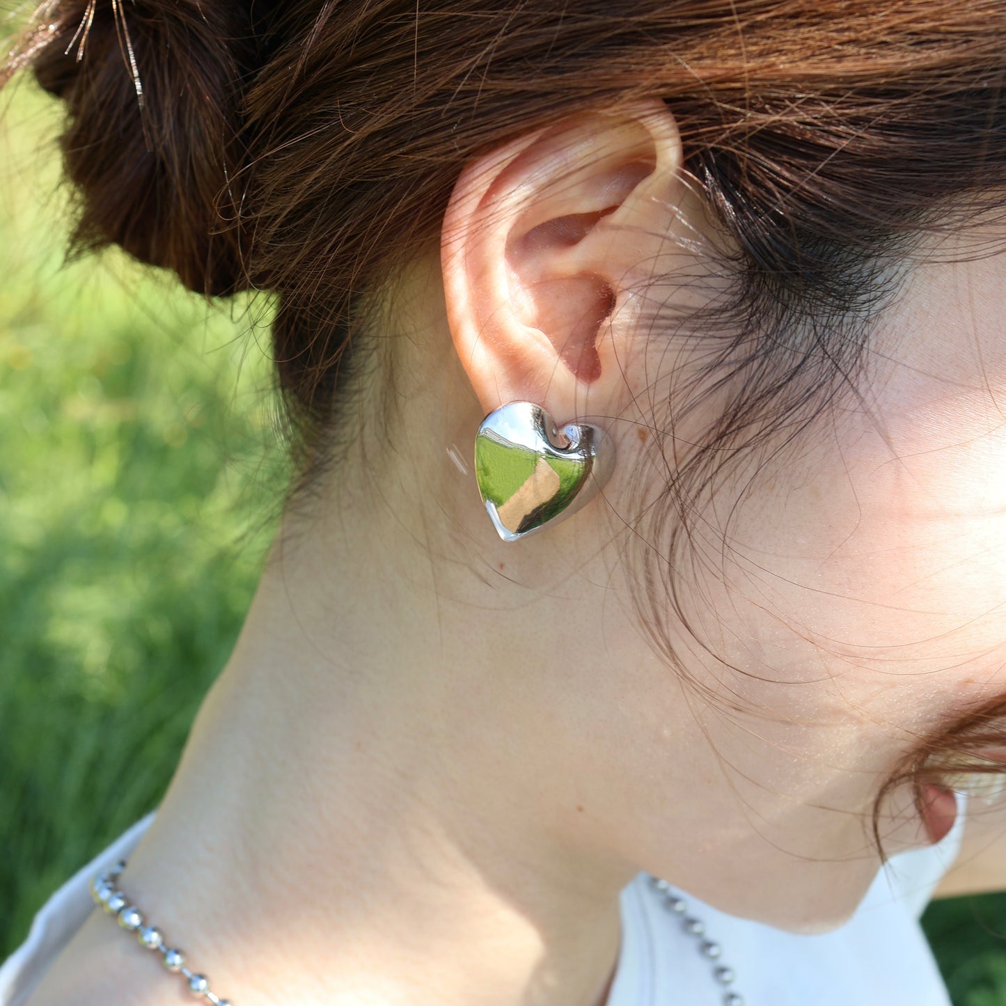 Big heart pierce & earrings