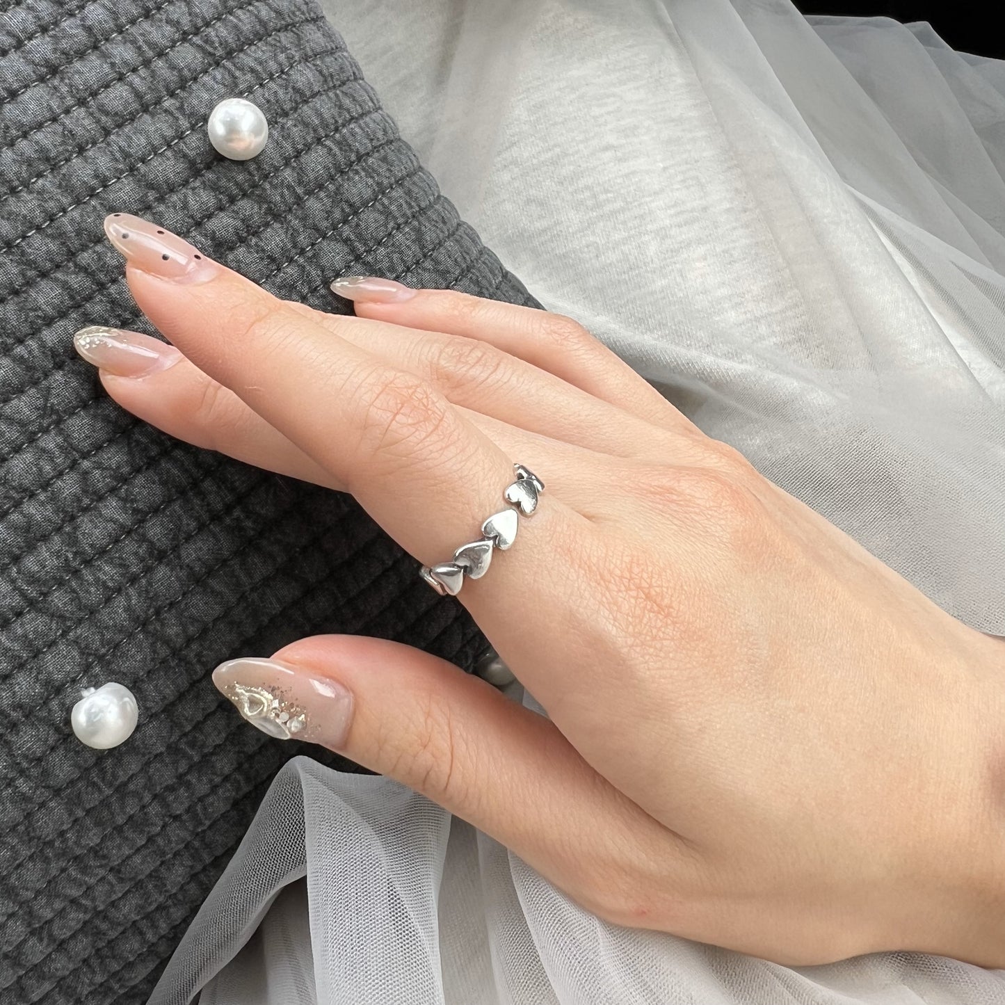Silver heart ring